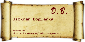Dickman Boglárka névjegykártya